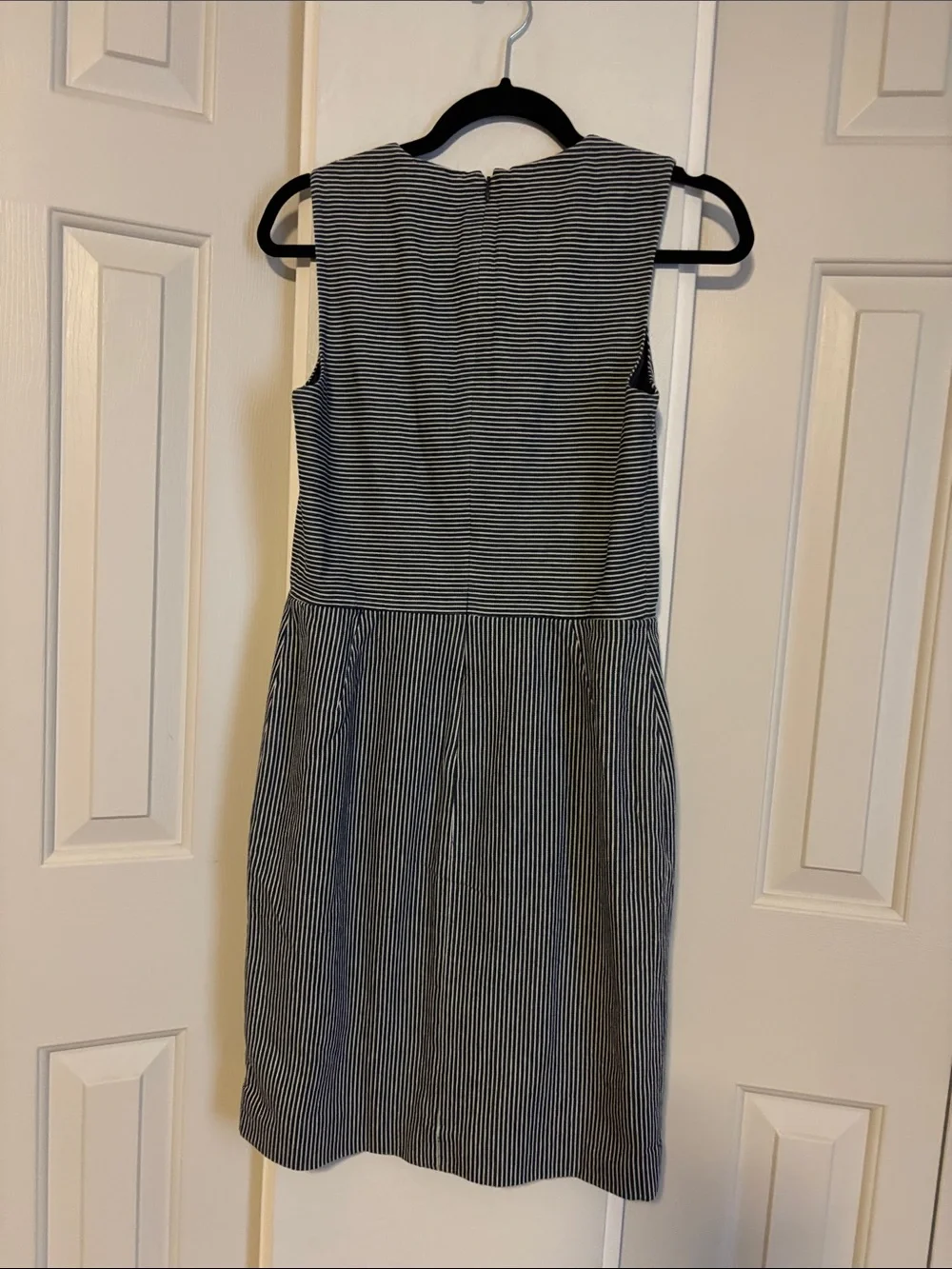 Kate Spade Dark blue and White Striped V-Neck  Dress